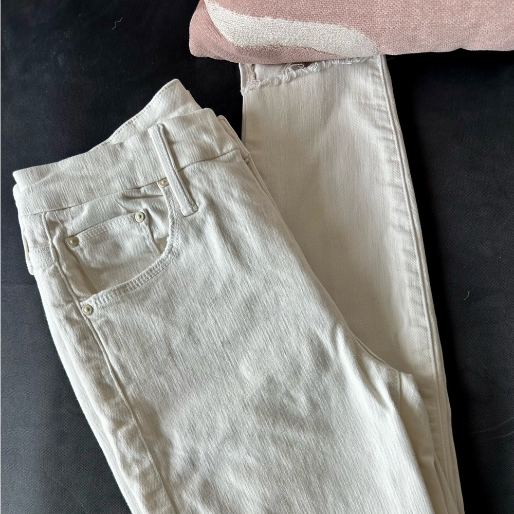 MOTHER Cream Straight Leg Jeans Versatile Style